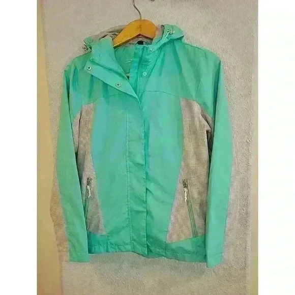 Free Country Athletx Reflective Teal Hoodie Windbreaker Jacket Womens Small - Picture 2 of 7